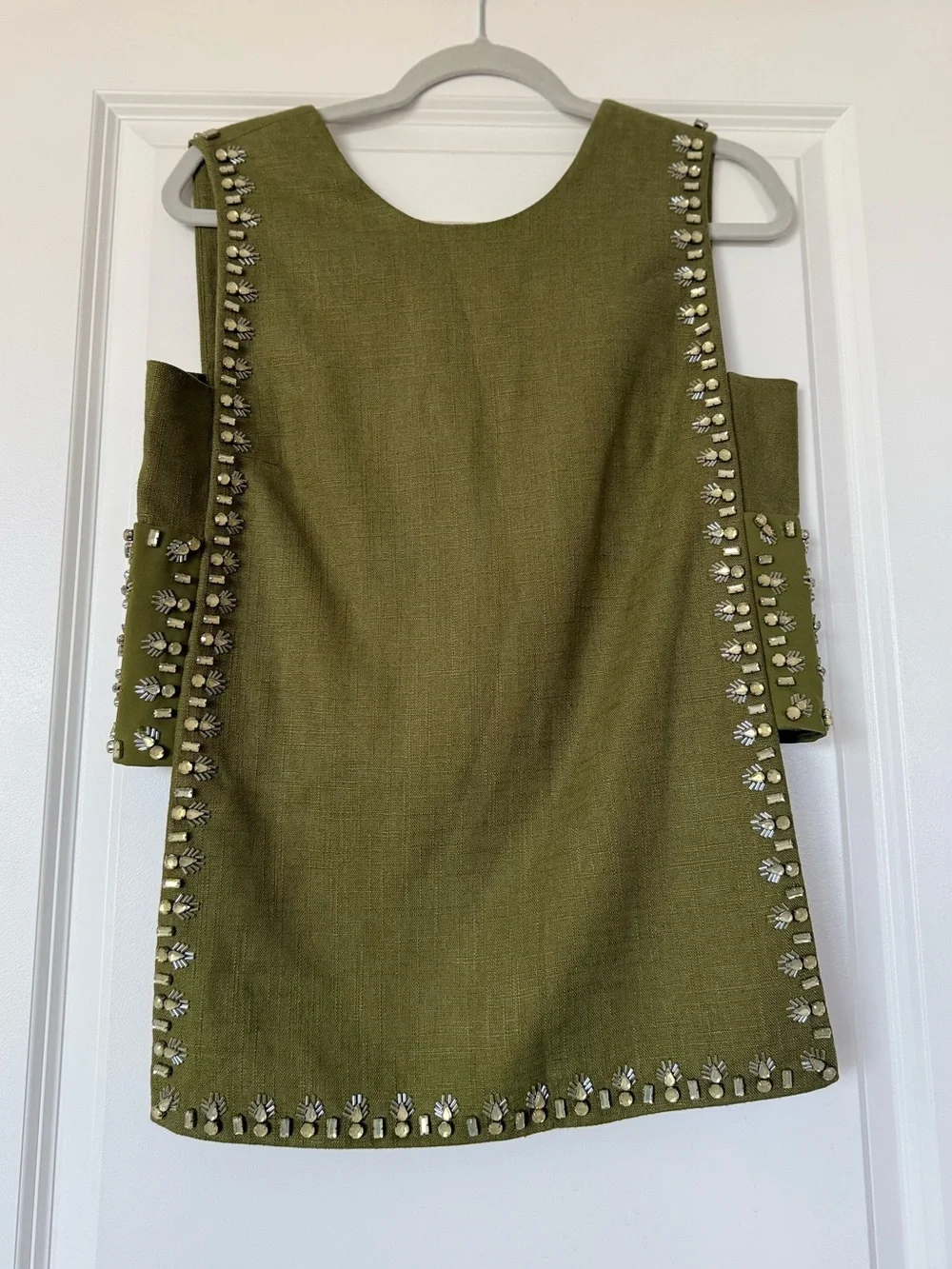 TORY BURCH Rachel Embellished Linen Tabard Tank In Hills $895 6